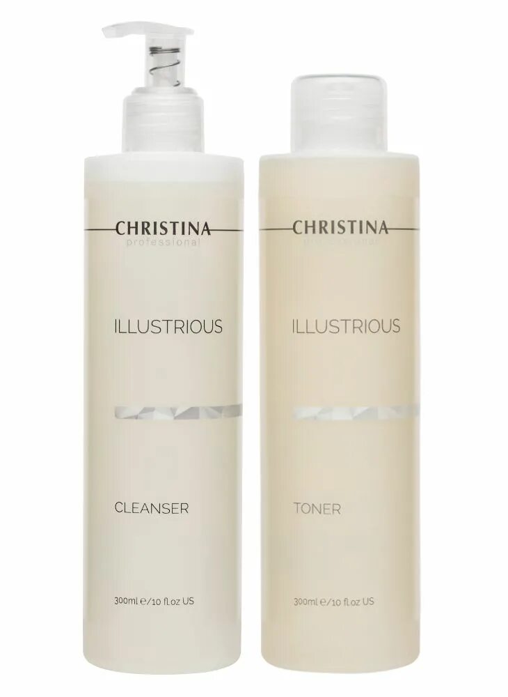 Восстанавливающий тоник Christina illustrious Toner 300 мл. Christina illustrious Cleanser - гель для умывания с Aha 300мл. Линия illustrious Christina. Christina cleansers