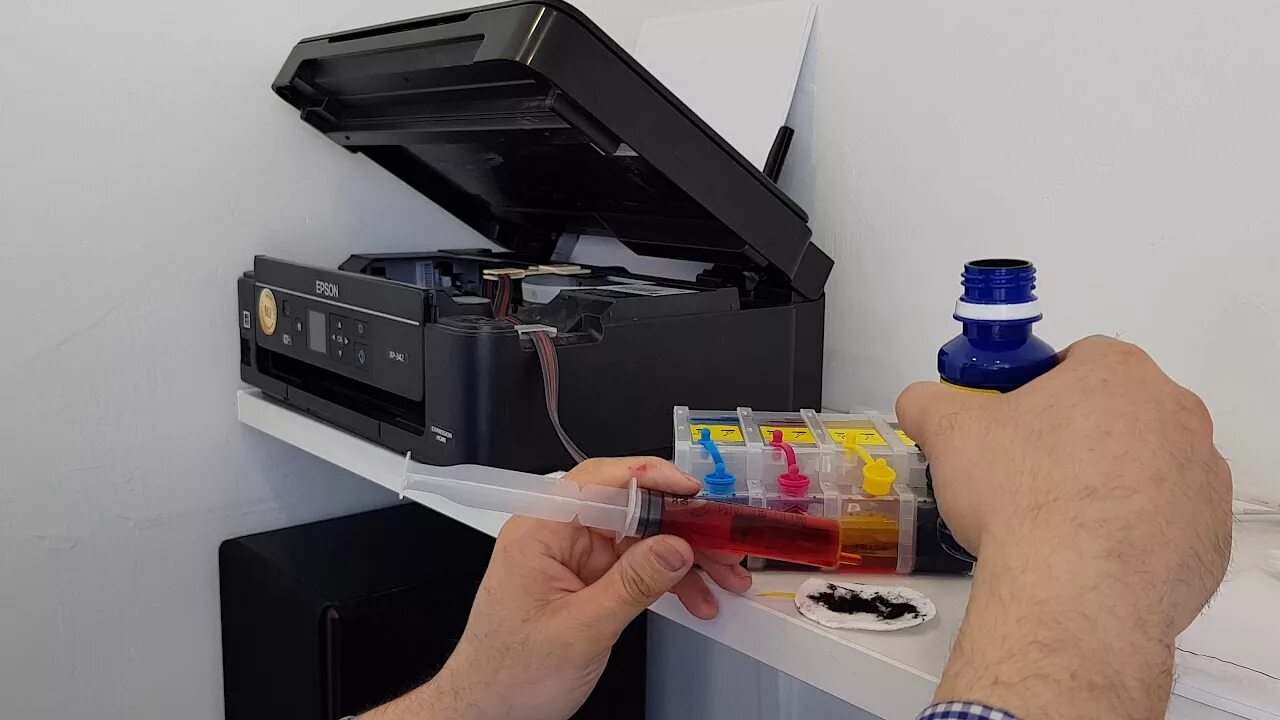 Как заправить краску в принтер. Epson xp-342. снпч для epson xp-342. принтер эпсон xp 342. epson xp-342 картридж.