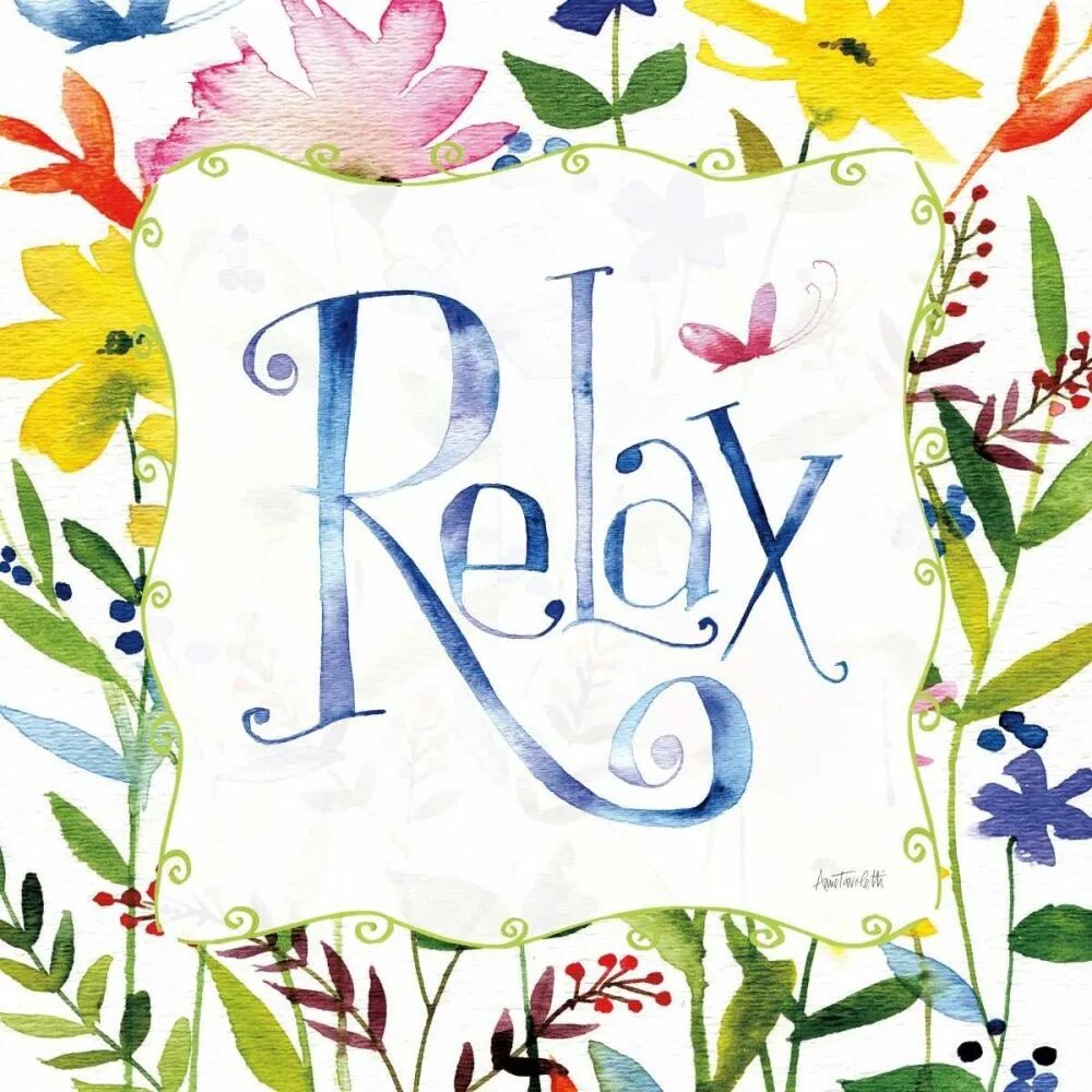 Relax by. Time to relax надпись акварель. релакс образ слова.