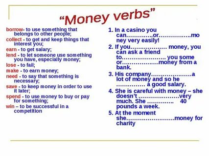 Money verbs