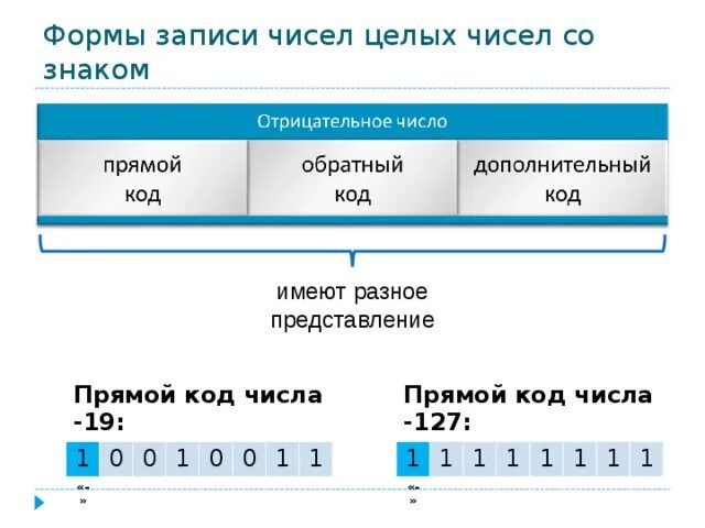 Прямой код 1. Прямой код числа 19. Прямой код со знаком. Модульная линейка целых чисел. Найдите прямой код числа 19.