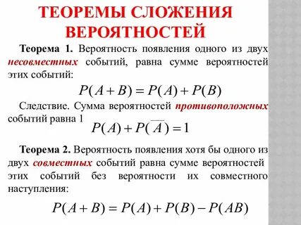 Вероятность суммы двух совместных событий