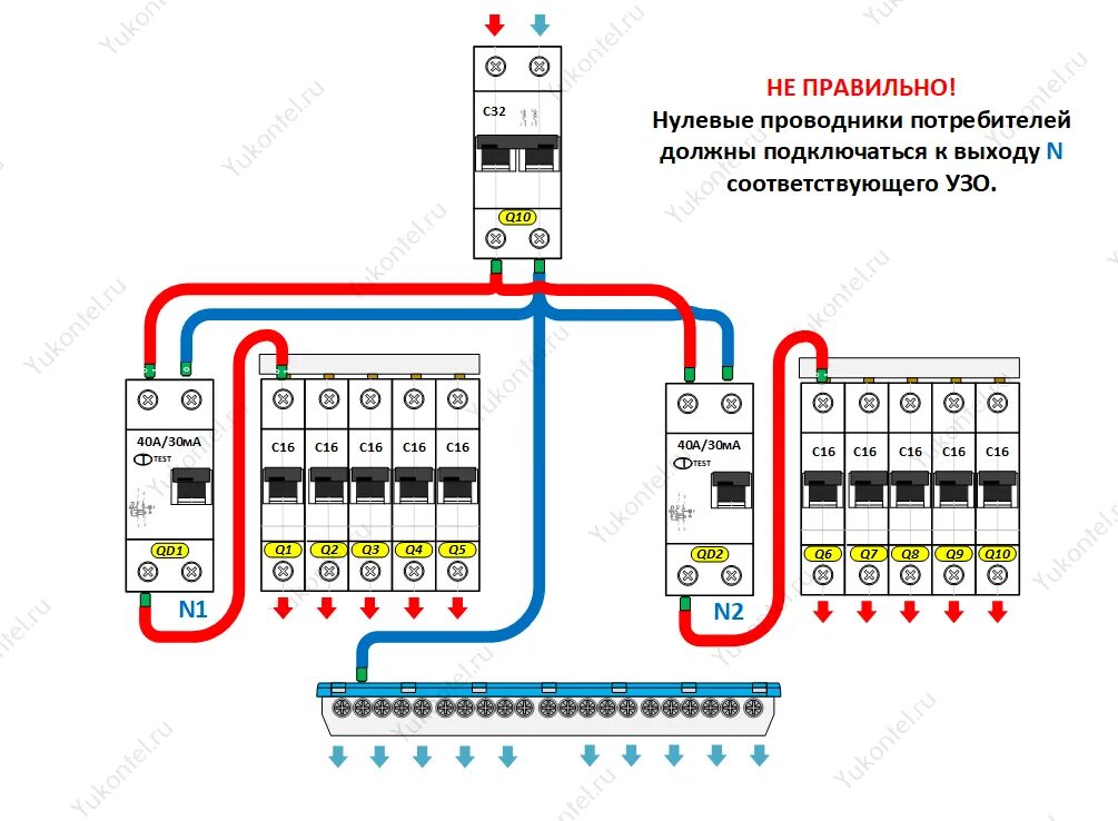 Заземление без автомата узо. Схема подключения 2 УЗО В однофазной сети с заземлением. Схема подключения нескольких УЗО В однофазной. Схема подключения УЗО В однофазной. Схема подключения УЗО И автоматов в квартире без заземления.