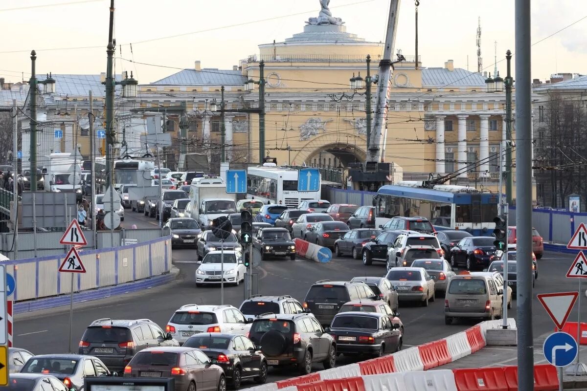 Пробки в Санкт-Петербурге.