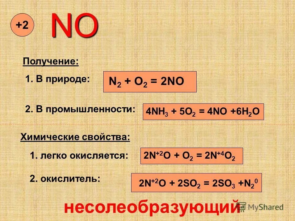 No o2 реакция соединения