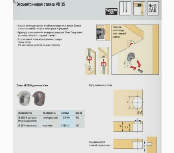 Эксцентриковая стяжка vb 35. Эксцентриковая стяжка vb 35