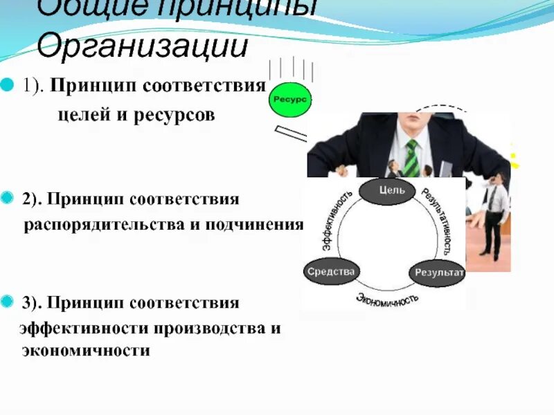 Ресурсный принцип. Принцип соответствия. Принципы теории организации. Принцип соответствия и эффективности. Принцип соответствия эффективности производства и экономичности.