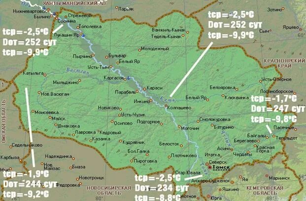 Карта месторождений томской области. Карта Томской области. Климат Томской области.