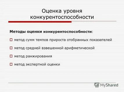 Факторы и уровни конкурентоспособности
