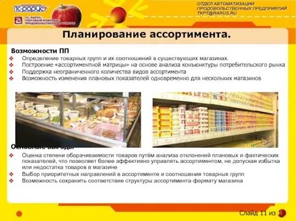 Группы ассортимента товаров в магазине