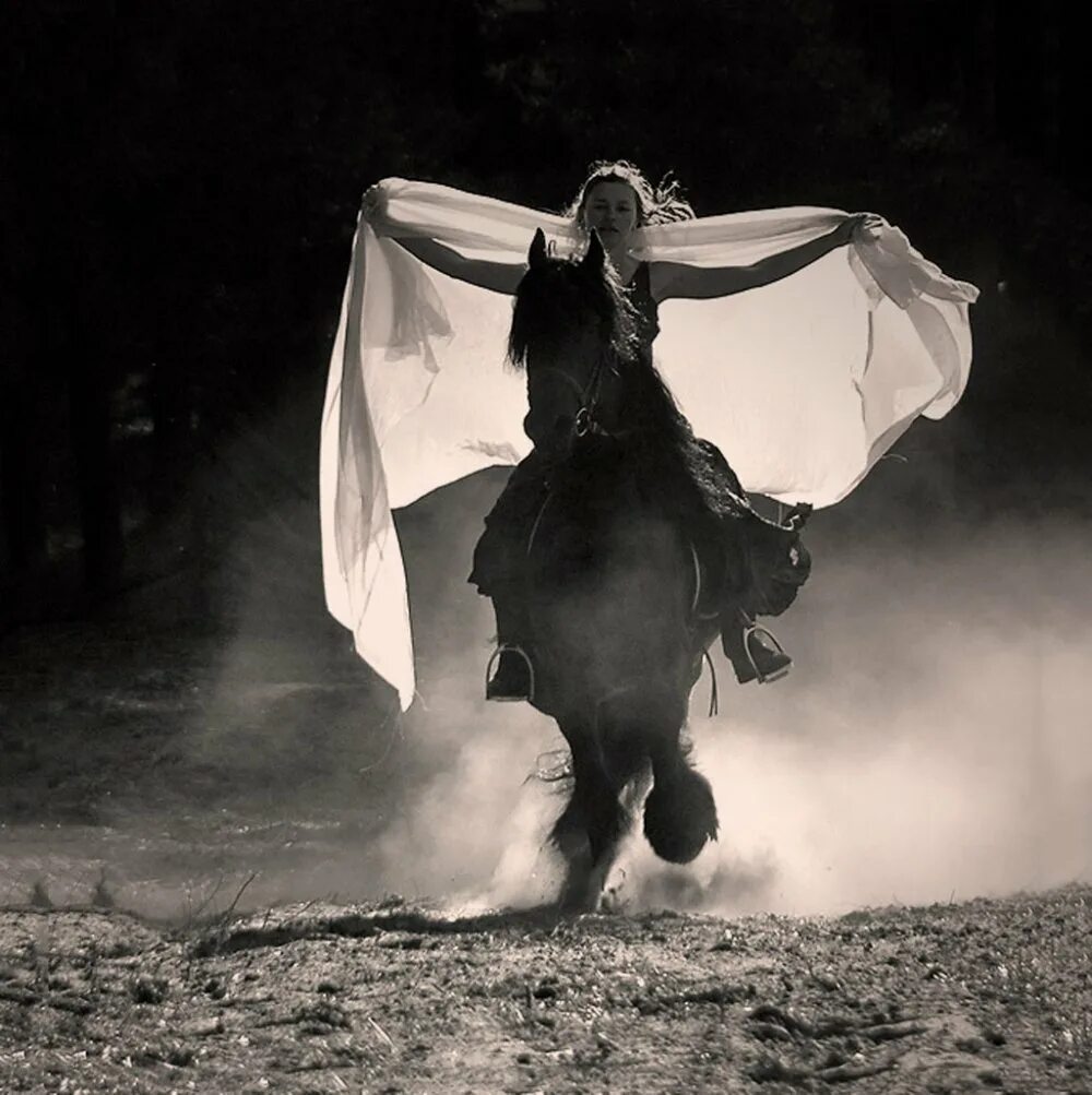 Платком взмахнула у ворот. Девушка на черной лошади. Девушка на черном коне. Девушка в плаще на коне. Фотосессия с черной лошадью.