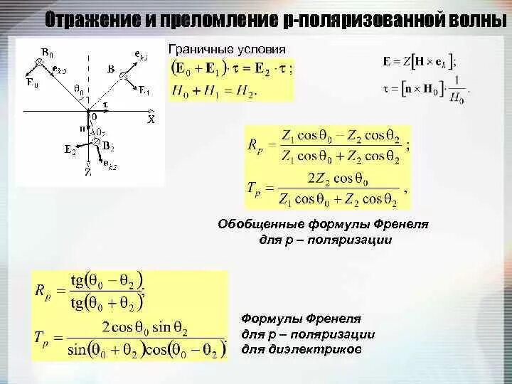 Показателя поляризации. Формула Френеля отражение. Поляризация при отражении и преломлении. Формулы Френеля. Граничные условия, формулы Френеля. Формулы Френеля s поляризация.