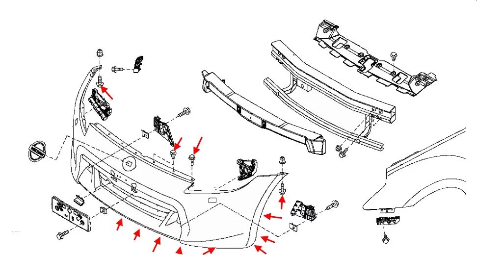 Снятие переднего бампера - Nissan Note (1G), 1,5 л, 2006 года кузовной ремонт DR