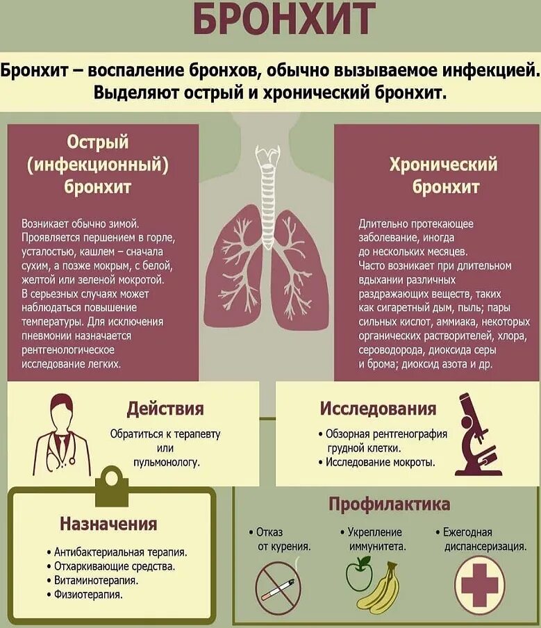 Сильная мокрота что делать. Острый бронхит памятка.