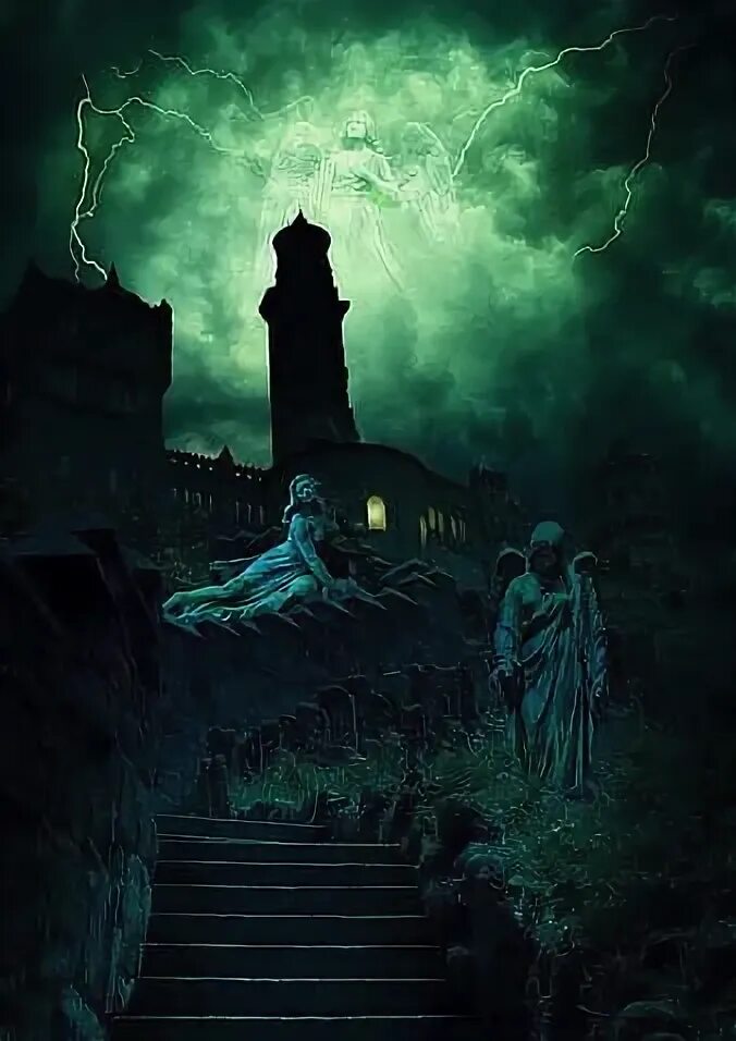 Сияние темноты. Dark Castle with geaveyard background 512x 512x.