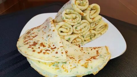 Просто кухня блины с сыром и укропом