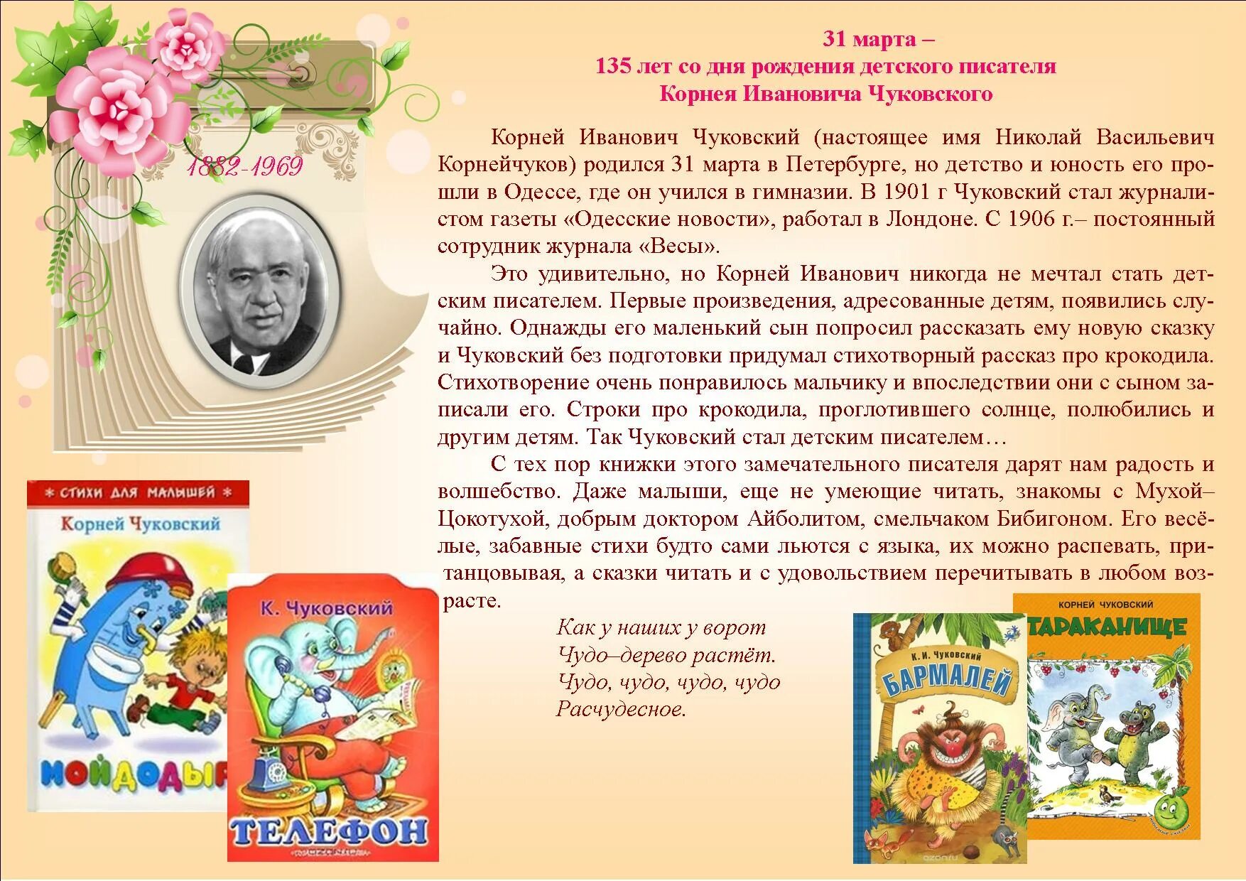 Рассказ про творчество. Биография Чуковского для 2 класса. Творчество Чуковского кратко. Сообщение о Корнее Чуковском 2 класс.