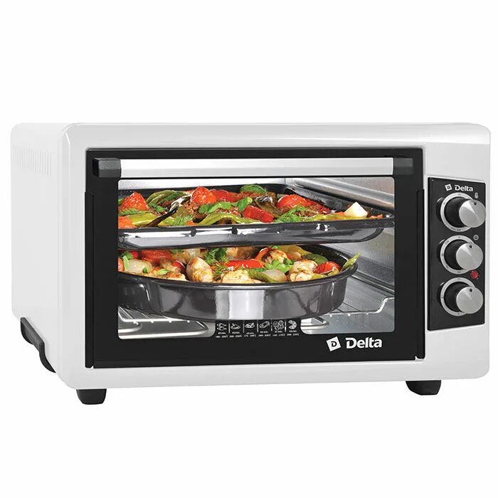 Мини-печь Delta D-025А, white макс. 1300 Вт; духовка 40 л * Гриль есть. Вертел е