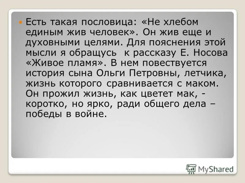 я жив не единым хлебом а утром