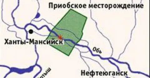 Приобское месторождение на карте