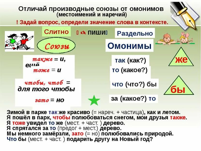 Как отличить на письме союз чтобы. Отличие союзов от слов омонимов. Союзы и омонимичные слова. Омонимичные местоимения и наречия. Как отличить Союзы также тоже чтобы.