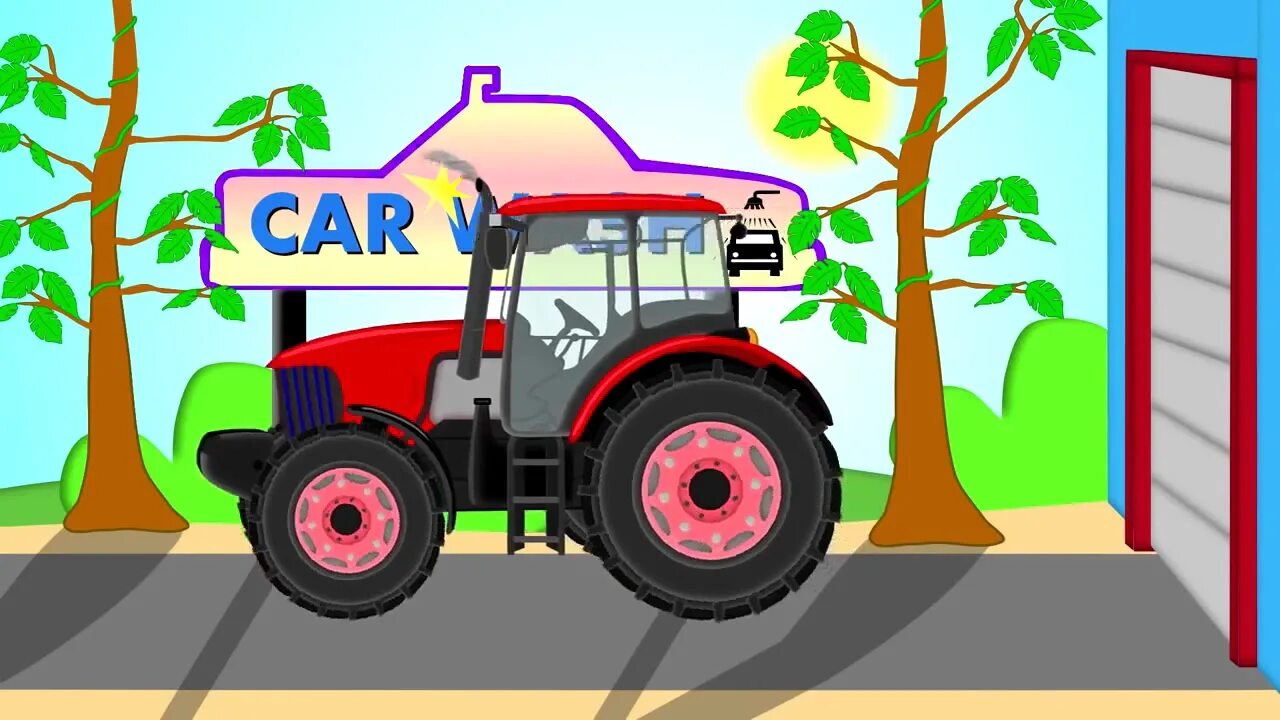 Про красный трактор. Машинка "трактор". Красный трактор для малышей.