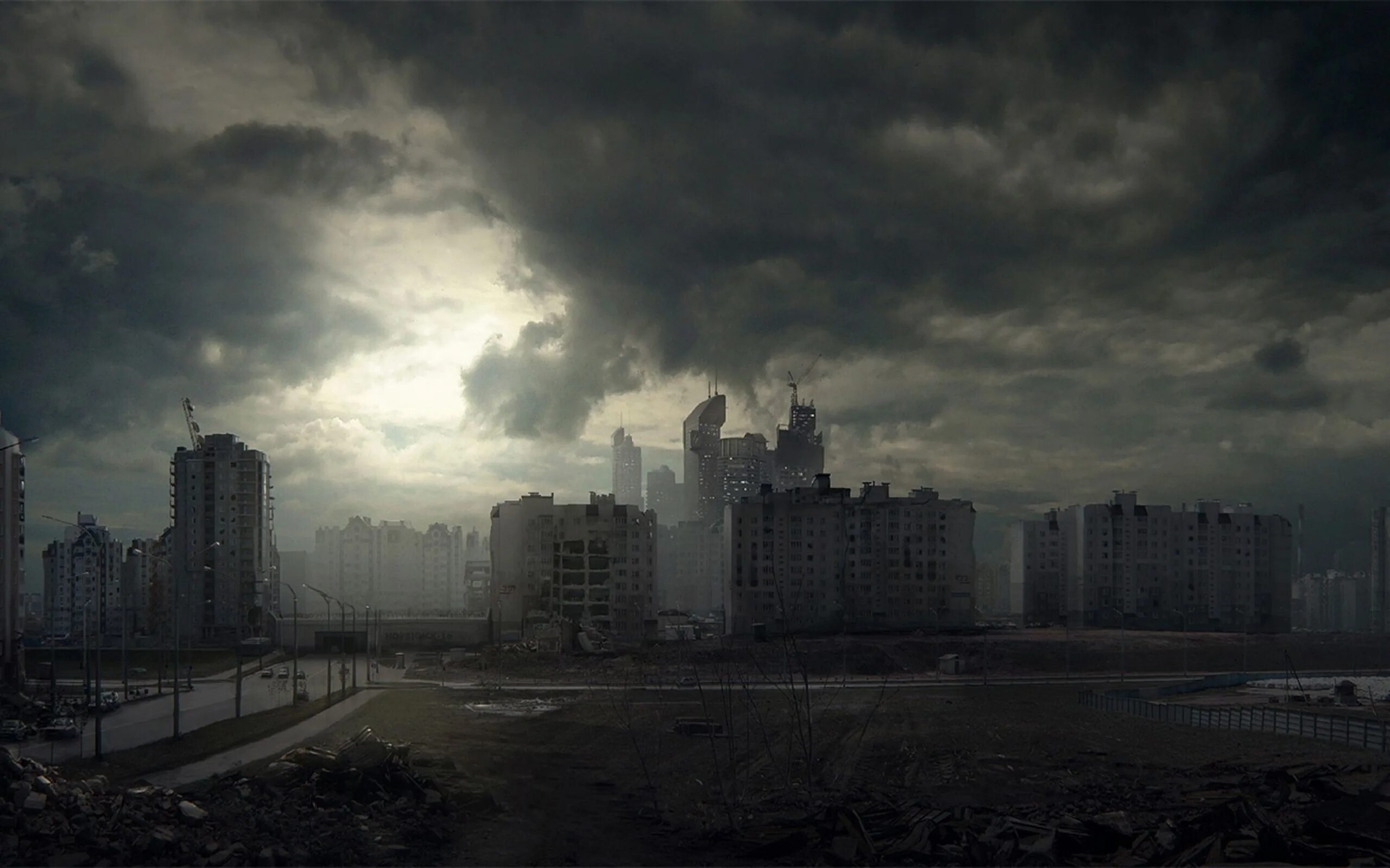 Выхино город призрак. Заброшенный город зомби апокалипсис. Мрачный город. Разрушенный город. Разрушенное небо