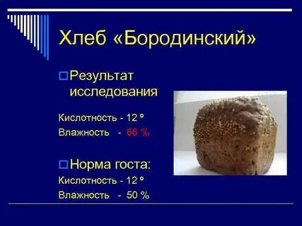 Показатели ржаного хлеба