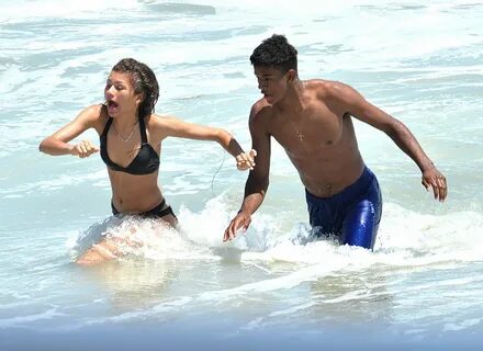 ZENDAYA COLEMAN in Covered Bikini on the Beach in Malibu.