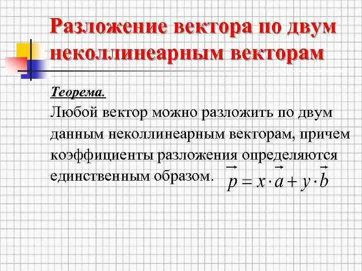Разложение вектора по двум неколлинеарным векторам Text-Books.ru