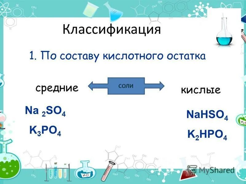 В состав кислот входит кислотный остаток