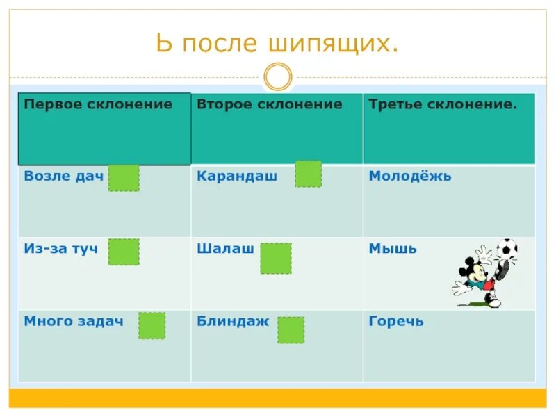 Краткие с основой на шипящую. Склонения после шипящих. Склонение существительных после шипящих. Ь 3 склонение после шипящих. Существительные третьего склонения после шипящих.