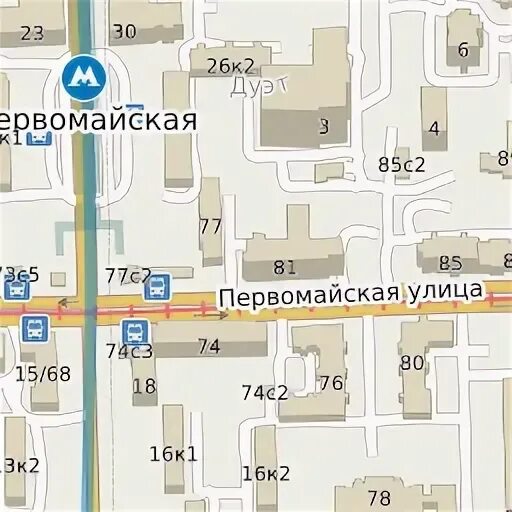 Первомайская на карте