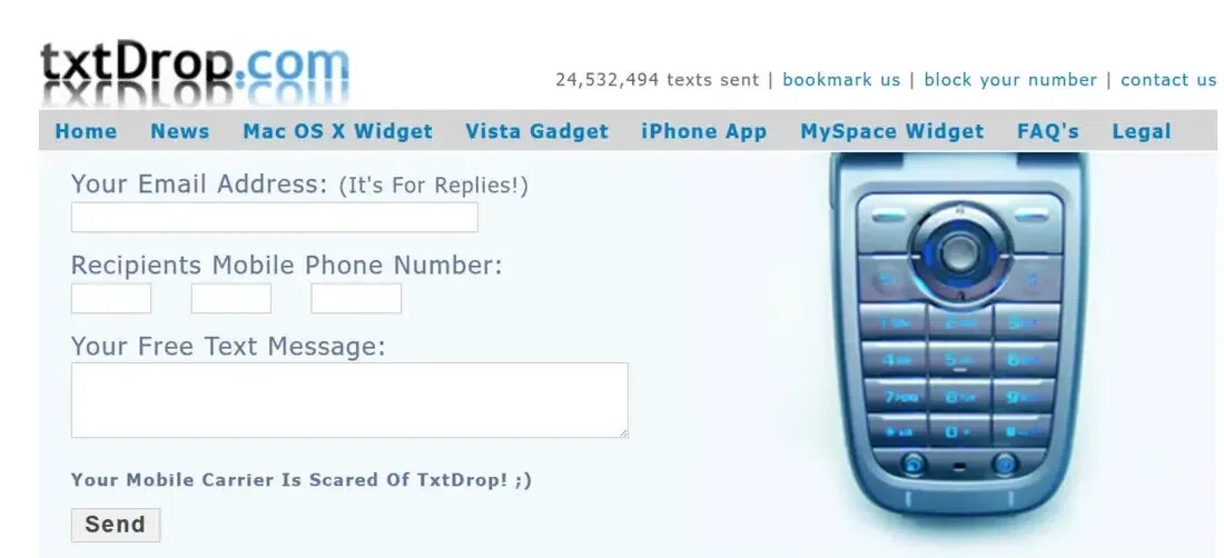 Text sender. Pps 6180 cell receive text messages.