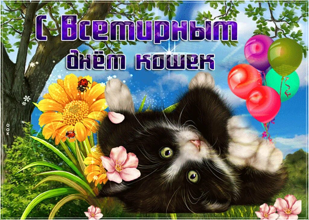 С днем кошек анимация. Всемирный день кошек. всемирный день кошек открытки. всемирный день кошек поздравления. всемирный день кошек поздравляю.