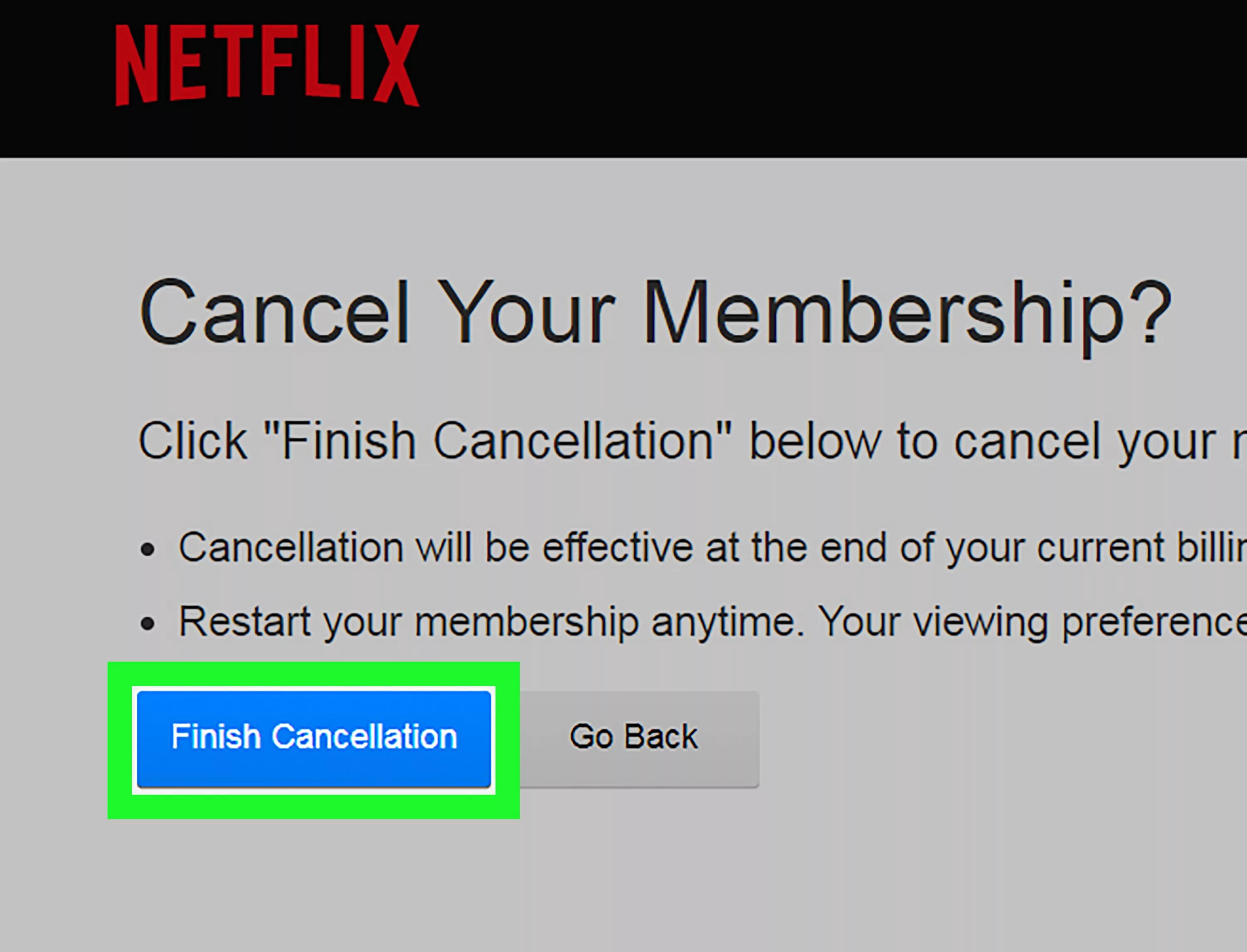 You have cancelled your subscription