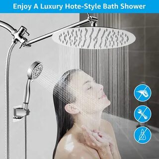 12 Inch Rain Shower Head with Handheld Spray Combo, Dual Detachable Rainfall Sho