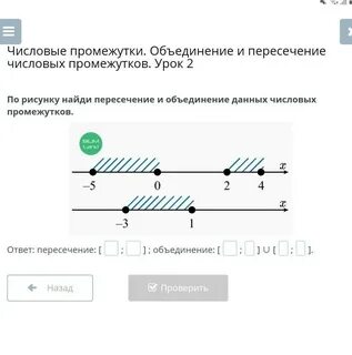 Объединение промежутков на координатной прямой
