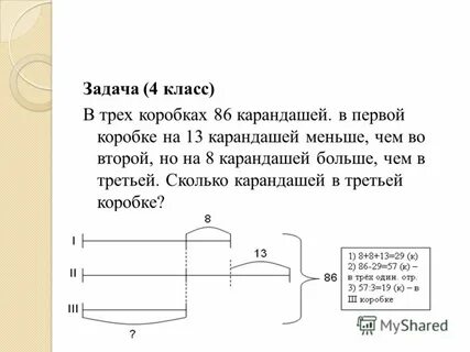 В синей коробке было больше карандашей