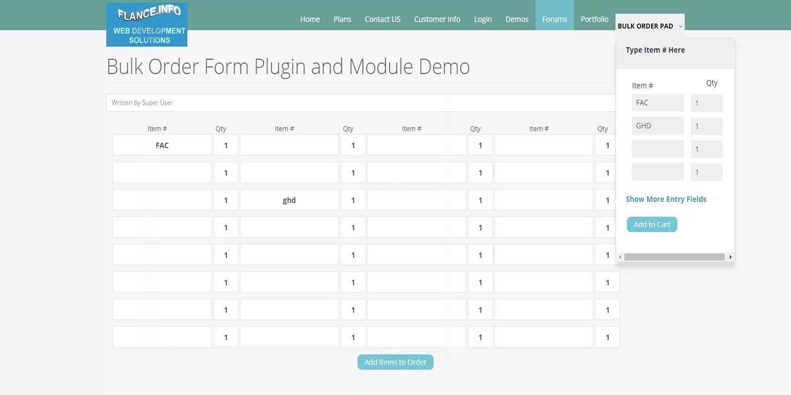 Modules order. Bulk order. Show more UI. Кнопка show more. Product ordering form.