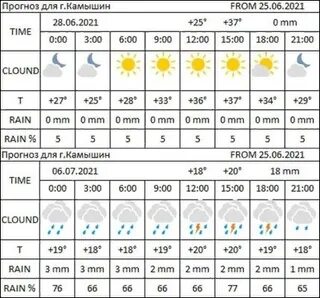 Погода в камышине на 7 дней