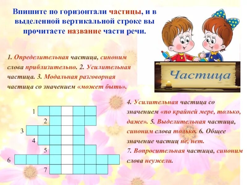 Кроссворды по русскому языку 7