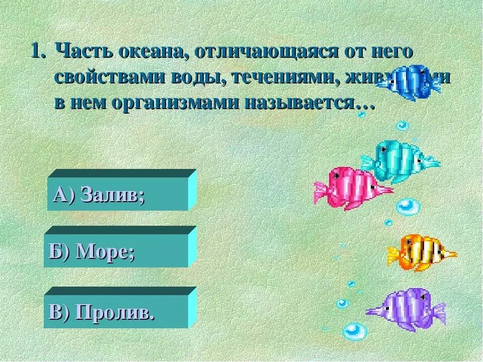 Задание по теме части мирового океана. Часть океана отличающаяся от него разными свойствами. Направление течения воды рыбы определяют