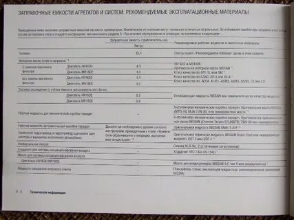 Объем масла в двигателе ниссан ноут