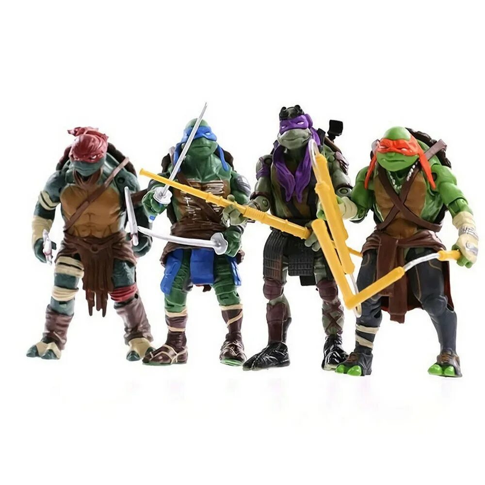 Набор фигурок Черепашки ниндзя 4 шт. Фигурка TMNT Черепашки ниндзя. Игрушки playmates Toys Черепашки ниндзя. Фигурка playmates Toys Черепашки-ниндзя Донателло 90617, 12 см. Купить набор черепашек