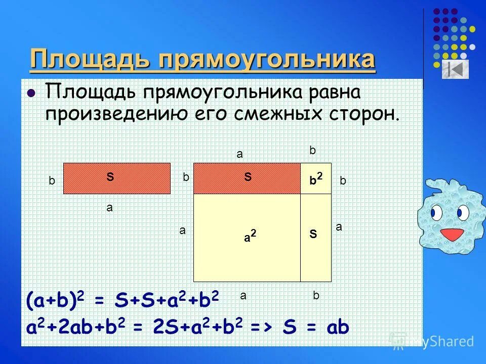 Площадь прямоугольника равна произведению смежных сторон. Квадрат произведения смежных сторон. Площадь прямоугольника равна. Доказательство теоремы о вычислении площади прямоугольника. Площадь прямоугольника равна произведению.