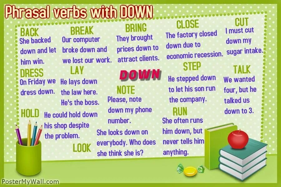 Verbs with down. Phrasal verbs with down. Phrasal verbs with up and down. Phrasal verbs with up and down exercises. Page phrase