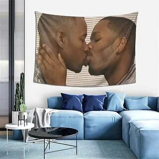 Two Black Men Kissing Meme Tapestry Wall Hanging Anime Tapestries Wall Art ...