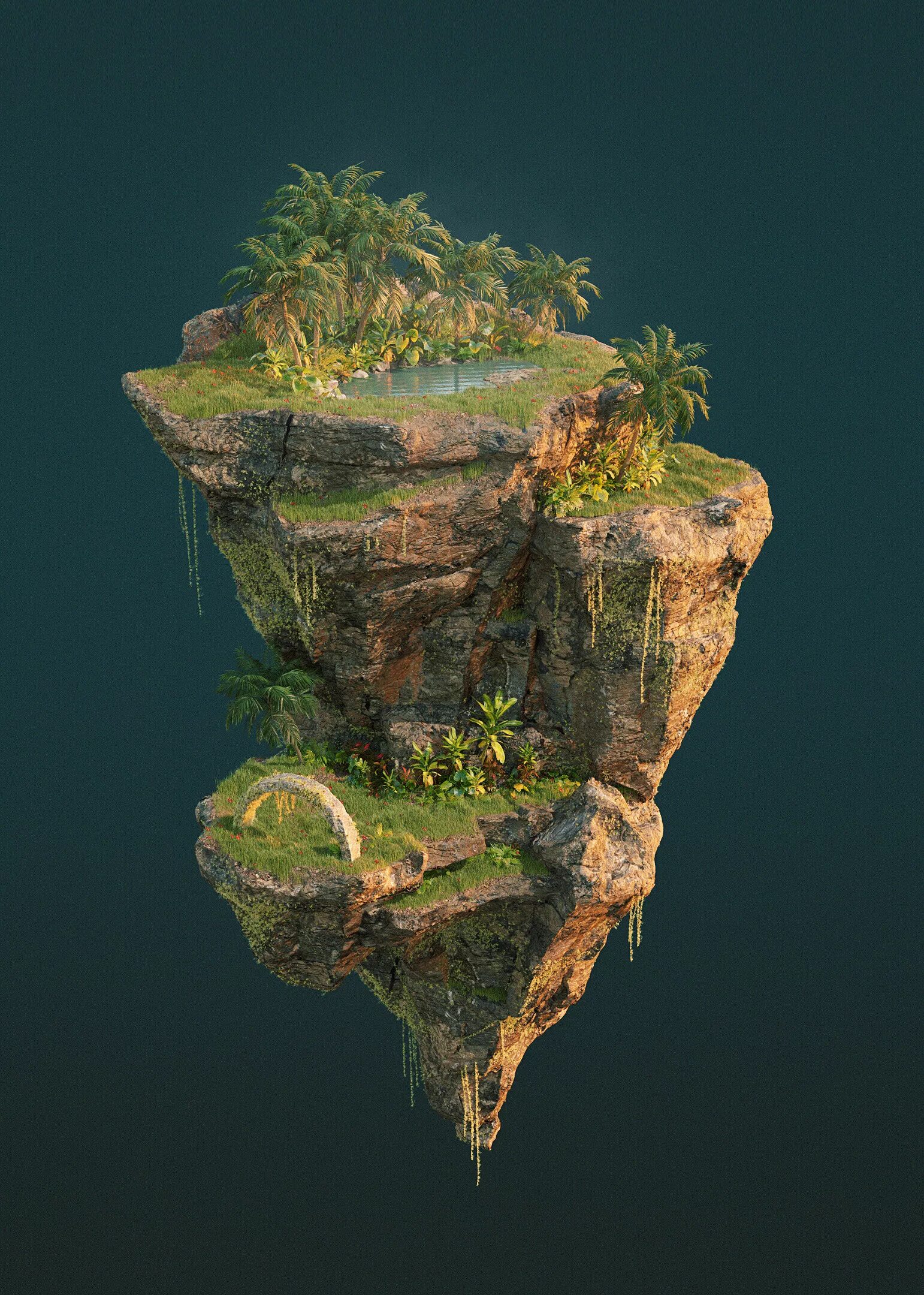 Floating island. Парящие острова. Летающие острова. Плавающий остров фэнтези. Мир с парящими островами.