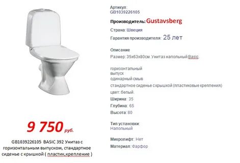 Унитазы густавсберг запчасти